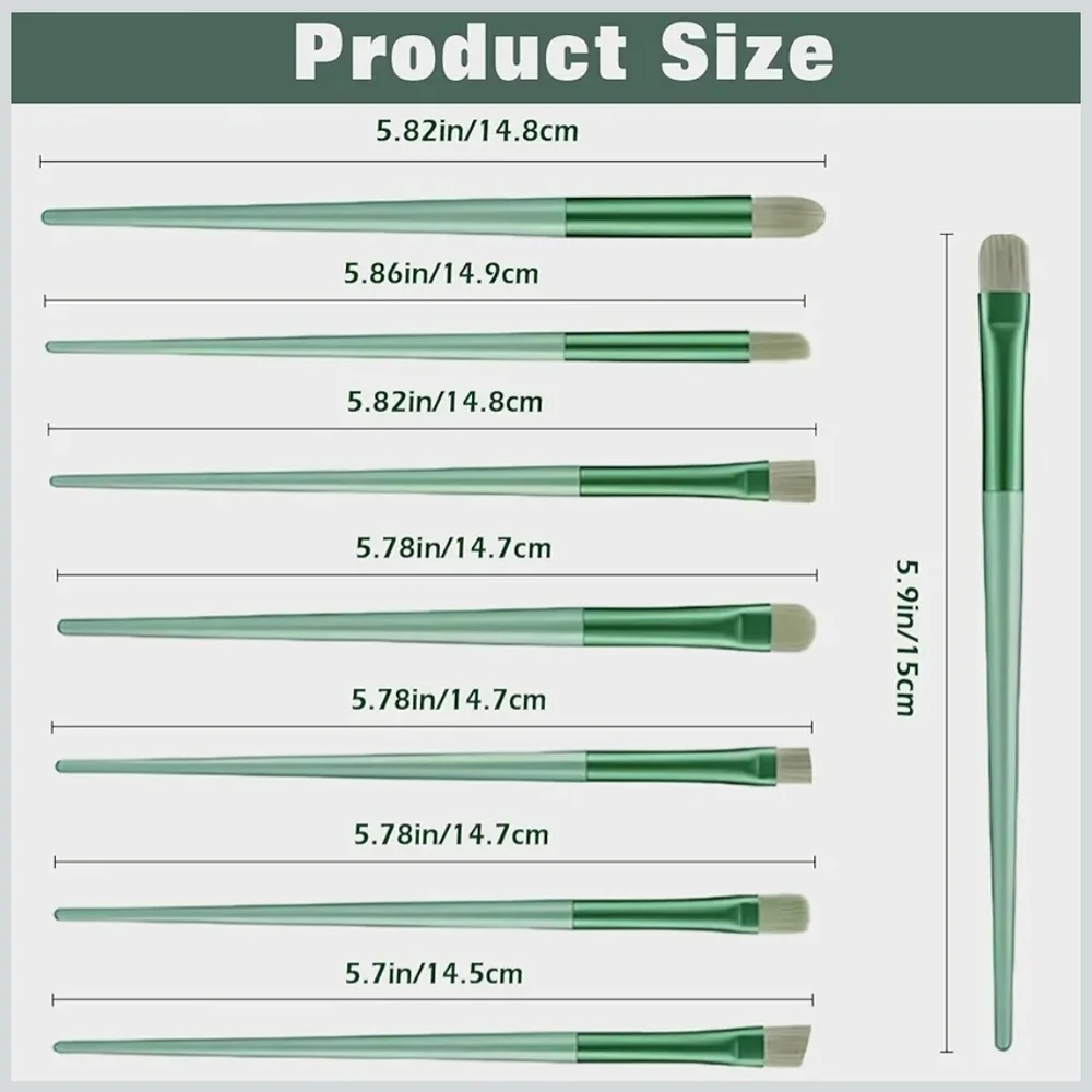 Green Women’s Makeup Brush Set with Pouch - 12 Pieces